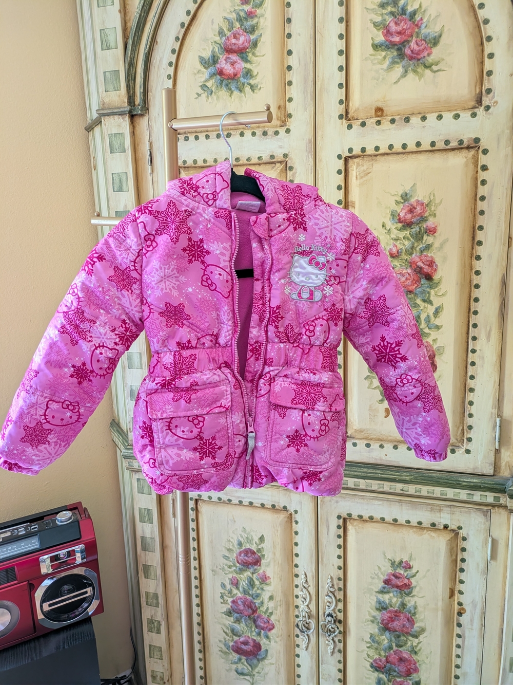 Hello Kitty Pink Quilted Kids Jacket Sz 5